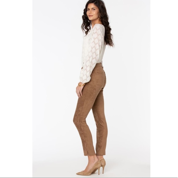 NYDJ Alina Split Hem Faux Suede Ankle Skinny Pants NWT - Picture 7 of 12